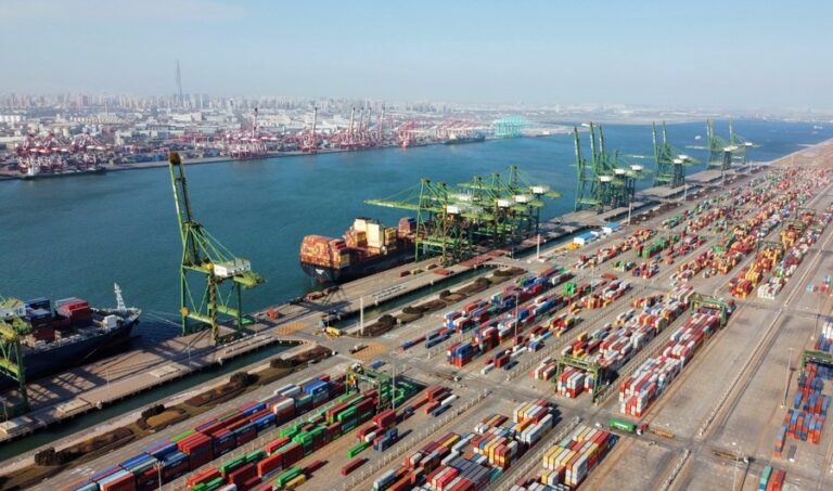 A busy day at North China’s Tianjin Port